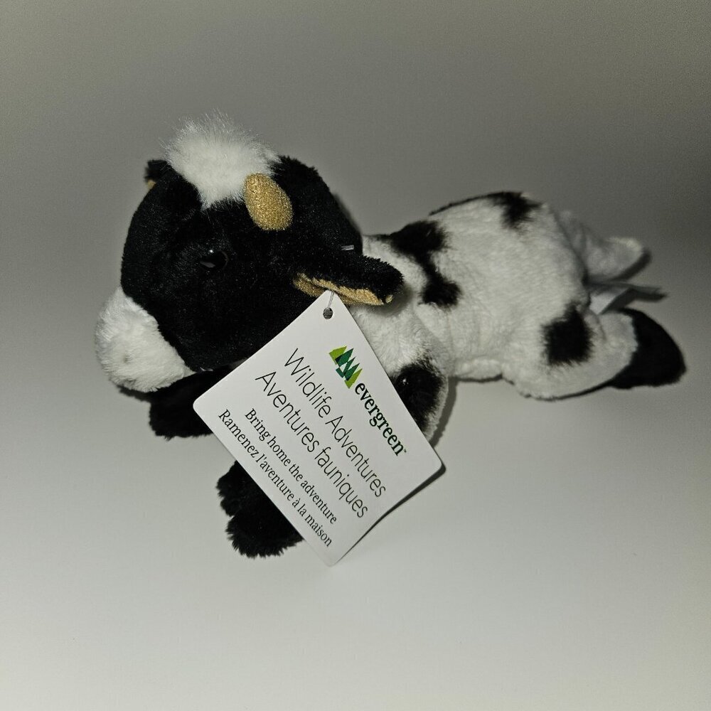 Wildlife Adventures Cow Bean Bag Plush 8" Long Stuffed Animal Toy Evergreen wTAG
